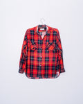 '70s Faded & Distressed Plaid Flannel Shirt