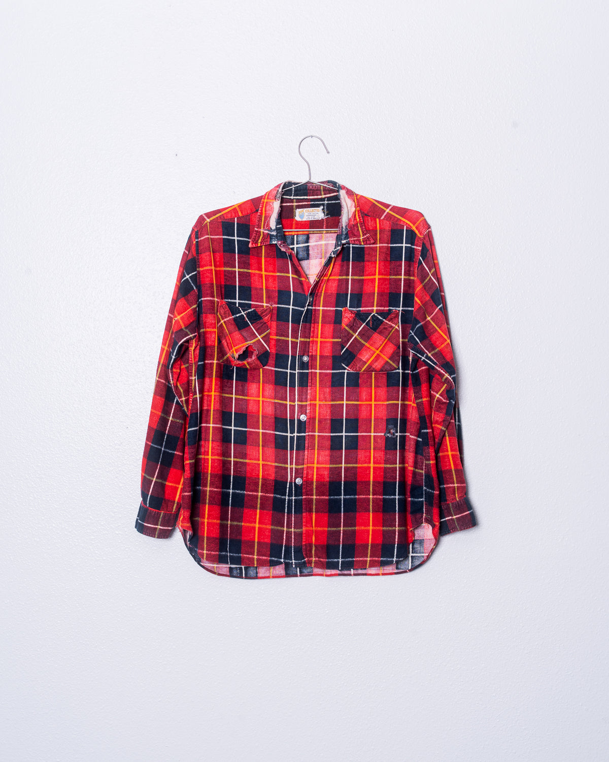 '70s Faded & Distressed Plaid Flannel Shirt