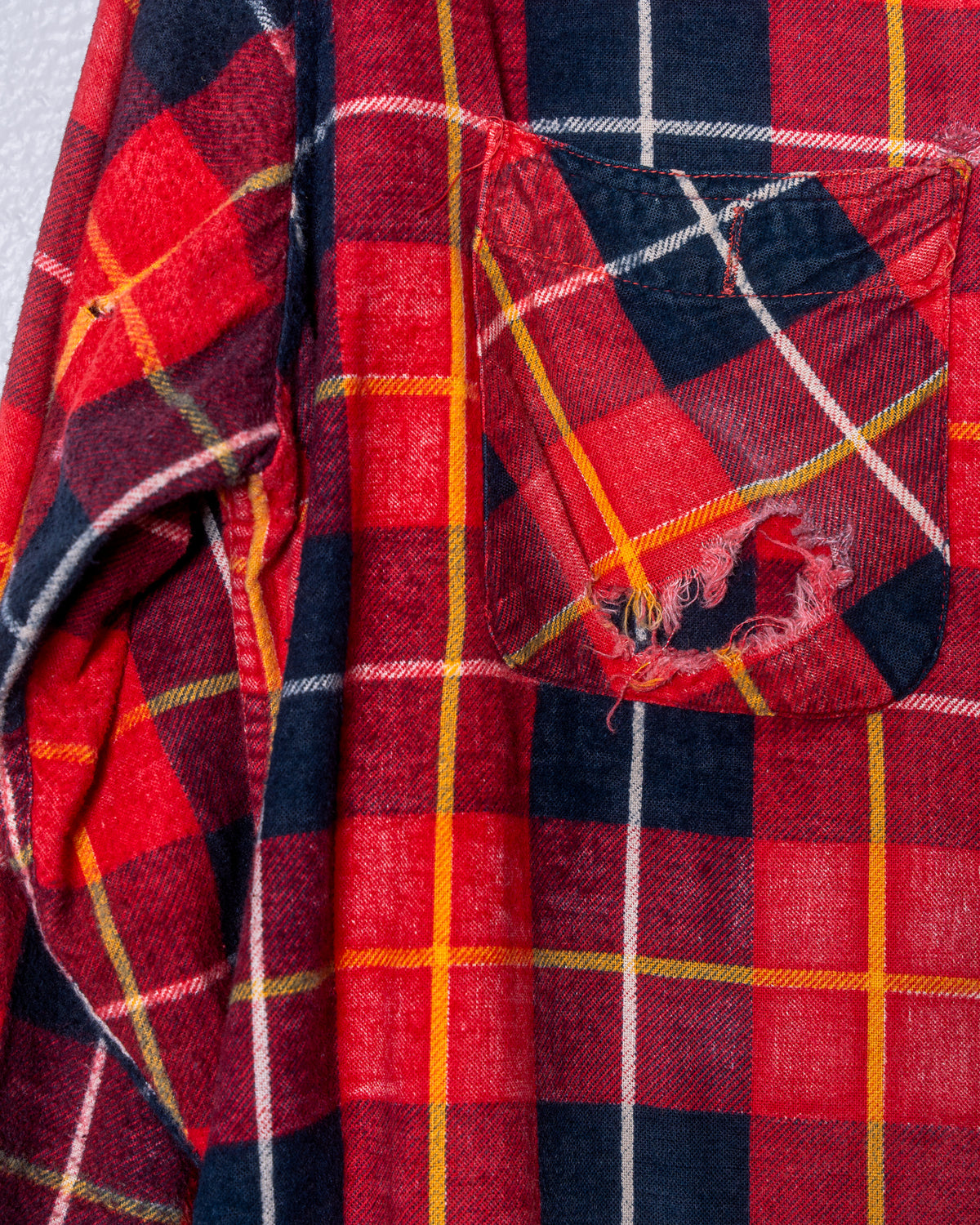 '70s Faded & Distressed Plaid Flannel Shirt