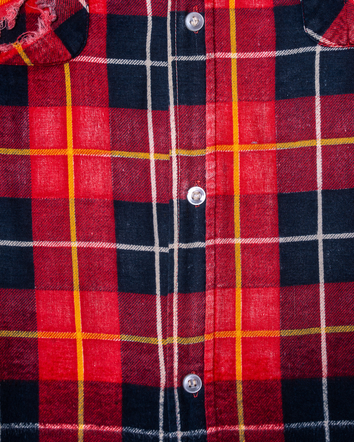 '70s Faded & Distressed Plaid Flannel Shirt
