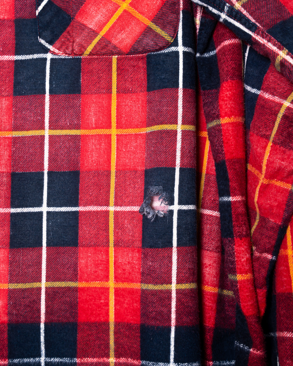 '70s Faded & Distressed Plaid Flannel Shirt