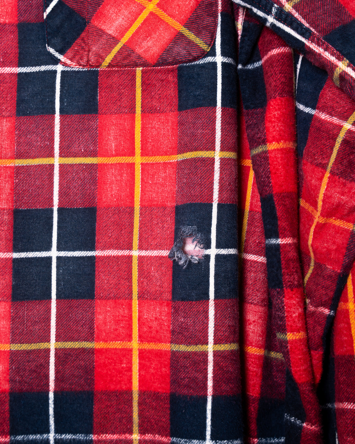 '70s Faded & Distressed Plaid Flannel Shirt