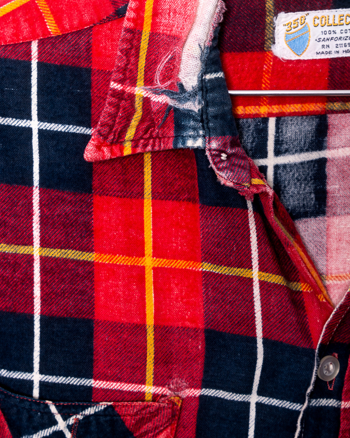 '70s Faded & Distressed Plaid Flannel Shirt